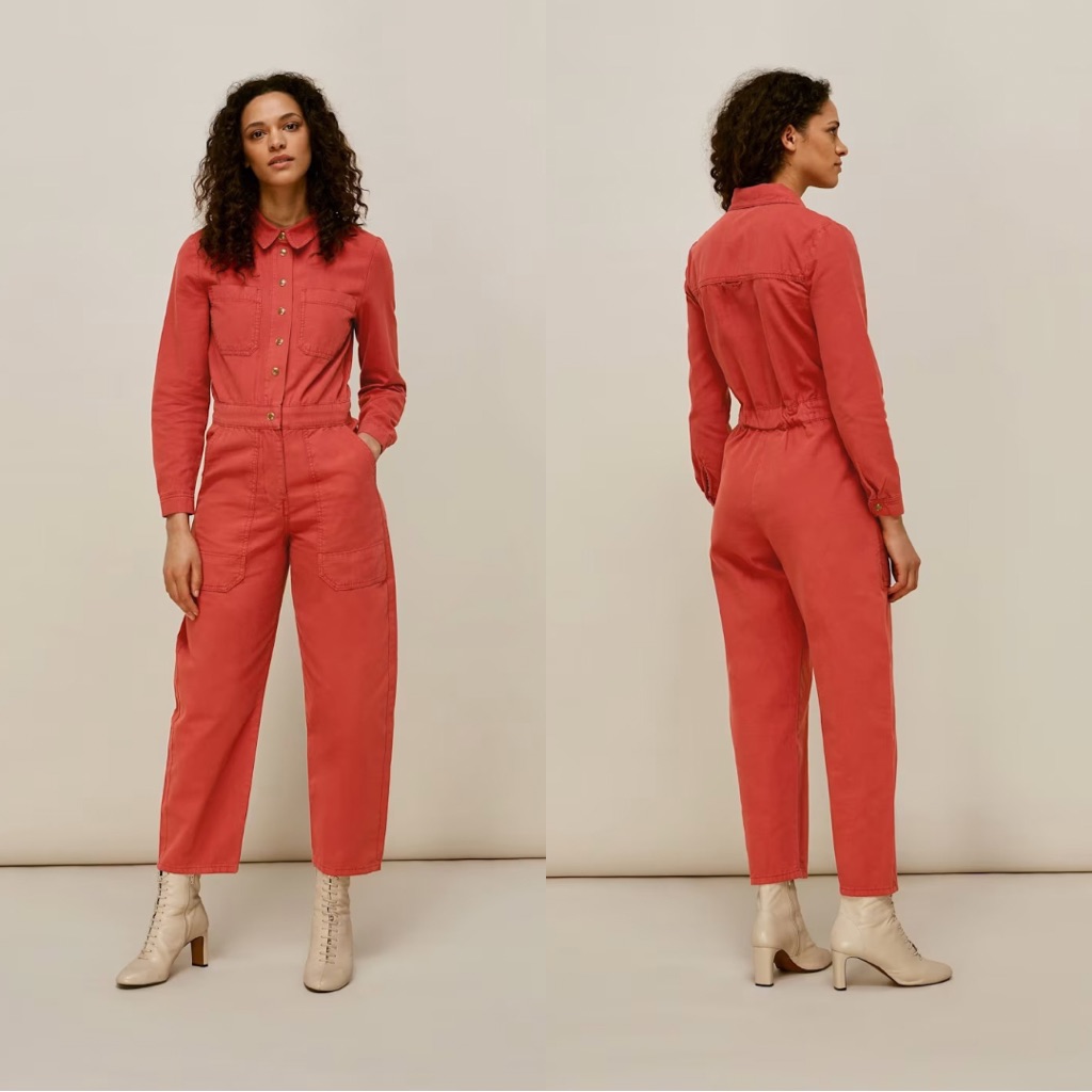 Whistles Pink Gabby Denim Jumpsuit - Us 10